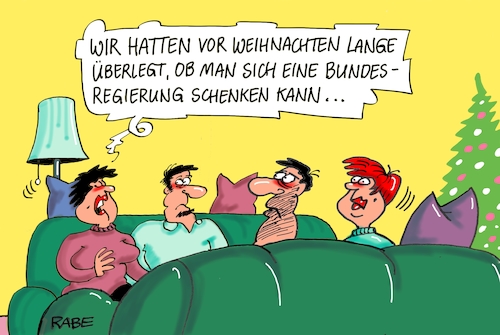 Cartoon: Regierung geschenkt (medium) by RABE tagged bundestagswahl,fdp,lindner,wer,wem,union,spd,groko,rabe,ralf,böhme,cartoon,karikatur,pressezeichnung,farbcartoon,tagescartoon,sense,tod,hürde,bundestagswahlkampf,schulz,ampel,groka,merkel,minderheitsregierung,neuwahlen,weihnachten,geschenke,bundesregierung,bundestag,sondierung,sondierungsgespräche,koalition,koalitionsverhandlungen,bundestagswahl,fdp,lindner,wer,wem,union,spd,groko,rabe,ralf,böhme,cartoon,karikatur,pressezeichnung,farbcartoon,tagescartoon,sense,tod,hürde,bundestagswahlkampf,schulz,ampel,groka,merkel,minderheitsregierung,neuwahlen,weihnachten,geschenke,bundesregierung,bundestag,sondierung,sondierungsgespräche,koalition,koalitionsverhandlungen