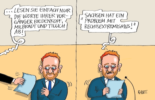 Cartoon: Regierungserklärung (medium) by RABE tagged chemnitz,sachsen,aufmarsch,demo,rabe,ralf,böhme,cartoon,karikatur,pressezeichnung,farbcartoon,tagescartoon,dresden,polizei,merkel,weg,dienstreise,westafrika,kretschmer,regierungserklärung,landtag,cdu,ministerpräsidenten,rechtsextremismus,biedenkopf,milbradt,tillich,chemnitz,sachsen,aufmarsch,demo,rabe,ralf,böhme,cartoon,karikatur,pressezeichnung,farbcartoon,tagescartoon,dresden,polizei,merkel,weg,dienstreise,westafrika,kretschmer,regierungserklärung,landtag,cdu,ministerpräsidenten,rechtsextremismus,biedenkopf,milbradt,tillich