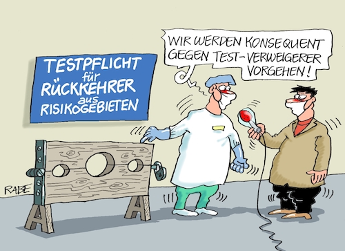 Cartoon: Reiserückkehrer (medium) by RABE tagged virus,corona,pandemie,coronakrise,rabe,ralf,böhme,cartoon,karikatur,pressezeichnung,farbcartoon,tagescartoon,viren,virenschutz,mundschutz,desinfektion,föderal,föderalismus,ländersache,reiserückkehrer,testpflicht,rückkehrer,risikogebiete,abstrich,flughäfen,lockerungen,testverweigerer,folter,schafott,maskenpflicht,abstandsregeln,quarantäne,virus,corona,pandemie,coronakrise,rabe,ralf,böhme,cartoon,karikatur,pressezeichnung,farbcartoon,tagescartoon,viren,virenschutz,mundschutz,desinfektion,föderal,föderalismus,ländersache,reiserückkehrer,testpflicht,rückkehrer,risikogebiete,abstrich,flughäfen,lockerungen,testverweigerer,folter,schafott,maskenpflicht,abstandsregeln,quarantäne