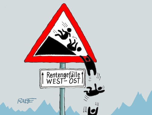 Cartoon: Rentengefälligkeit (medium) by RABE tagged merz,union,kanzler,fritze,koalition,spd,klingbeil,bundesregierung,rabe,ralf,böhme,cartoon,karikatur,pressezeichnung,farbcartoon,tagescartoon,fett,fettnapf,drecksarbeit,stelzen,training,rente,rentner,rentengefälle,ost,west,rentenkasse,verkehrszeichen,gefälle,merz,union,kanzler,fritze,koalition,spd,klingbeil,bundesregierung,rabe,ralf,böhme,cartoon,karikatur,pressezeichnung,farbcartoon,tagescartoon,fett,fettnapf,drecksarbeit,stelzen,training,rente,rentner,rentengefälle,ost,west,rentenkasse,verkehrszeichen,gefälle