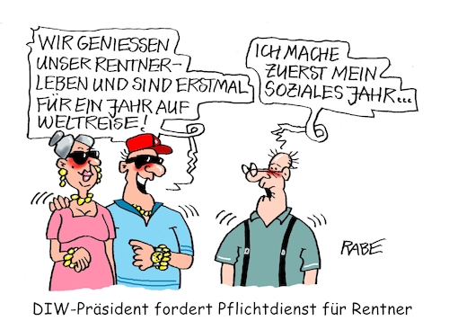 Cartoon: Rentnerdasein (medium) by RABE tagged merz,union,kanzler,fritze,koalition,spd,klingbeil,bundesregierung,rabe,ralf,böhme,cartoon,karikatur,pressezeichnung,farbcartoon,tagescartoon,trump,putin,krisen,tv,nachrichten,waschmaschine,rentner,rentnerleben,pflichtdienst,diw,sozialdienst,verpflichtung,weltreise,genussmenschen,armut,nebenjob,merz,union,kanzler,fritze,koalition,spd,klingbeil,bundesregierung,rabe,ralf,böhme,cartoon,karikatur,pressezeichnung,farbcartoon,tagescartoon,trump,putin,krisen,tv,nachrichten,waschmaschine,rentner,rentnerleben,pflichtdienst,diw,sozialdienst,verpflichtung,weltreise,genussmenschen,armut,nebenjob