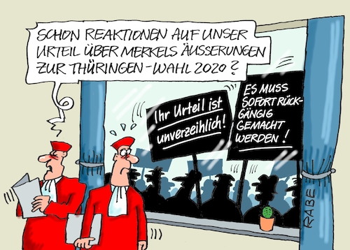 Cartoon: Richterspruch (medium) by RABE tagged landtag,thüringen,haushalt,verabschiedung,ramelow,erfurt,rabe,ralf,böhme,cartoon,karikatur,pressezeichnung,farbcartoon,tagescartoom,poet,parlamentspoet,einigung,kemmrich,kemmrichwahl,landtgswahl,rammelow,afd,fdp,unverzeihlich,rückgängigmachen,rückgängig,merkel,urteil,bundesverfassungsgericht,bvg,bgh,gericht,justiz,richter,landtag,thüringen,haushalt,verabschiedung,ramelow,erfurt,rabe,ralf,böhme,cartoon,karikatur,pressezeichnung,farbcartoon,tagescartoom,poet,parlamentspoet,einigung,kemmrich,kemmrichwahl,landtgswahl,rammelow,afd,fdp,unverzeihlich,rückgängigmachen,rückgängig,merkel,urteil,bundesverfassungsgericht,bvg,bgh,gericht,justiz,richter