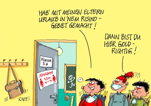 Cartoon: Riskantes (medium) by RABE tagged virus,corona,pandemie,coronakrise,rabe,ralf,böhme,cartoon,karikatur,pressezeichnung,farbcartoon,tagescartoon,viren,virenschutz,mundschutz,desinfektion,föderal,föderalismus,ländersache,schule,schüler,schulbetrieb,regelschulbetrieb,klassen,abstand,abstandsregeln,masken,maskenpflicht,risikogebiet,pflichttest,virus,corona,pandemie,coronakrise,rabe,ralf,böhme,cartoon,karikatur,pressezeichnung,farbcartoon,tagescartoon,viren,virenschutz,mundschutz,desinfektion,föderal,föderalismus,ländersache,schule,schüler,schulbetrieb,regelschulbetrieb,klassen,abstand,abstandsregeln,masken,maskenpflicht,risikogebiet,pflichttest