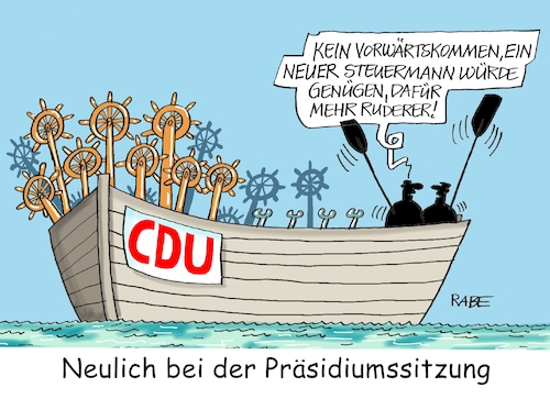 Cartoon: Ruderregatta (medium) by RABE tagged cdu,präsidiumssitzung,parteivorsitz,parteispitze,führungsspitze,laschet,röttgen,merz,günther,hans,führungsfrage,oppositionrabe,ralf,böhme,cartoon,karikatur,pressezeichnung,farbcartoon,tagescartoon,boot,ruderboot,ruderer,steuermann,steuer,steuerrad,meer,see,wasser,cdu,präsidiumssitzung,parteivorsitz,parteispitze,führungsspitze,laschet,röttgen,merz,günther,hans,führungsfrage,oppositionrabe,ralf,böhme,cartoon,karikatur,pressezeichnung,farbcartoon,tagescartoon,boot,ruderboot,ruderer,steuermann,steuer,steuerrad,meer,see,wasser