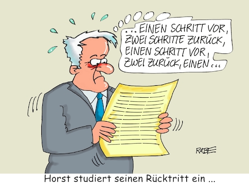 Cartoon: Rücktrittlernkurs (medium) by RABE tagged markus,söder,csu,bayern,münchen,landesvorsitzender,horst,seehofer,merkel,cdu,union,streit,unionstreit,asylstreit,ultimatum,grenze,zurückweisung,flüchtling,rücktritt,rücktrittsforderungen,parteivorsitz,innenminister,schritt,lernkurs,januar,parteitag,nachfolger,markus,söder,csu,bayern,münchen,landesvorsitzender,horst,seehofer,merkel,cdu,union,streit,unionstreit,asylstreit,ultimatum,grenze,zurückweisung,flüchtling,rücktritt,rücktrittsforderungen,parteivorsitz,innenminister,schritt,lernkurs,januar,parteitag,nachfolger