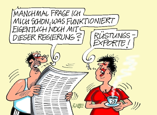 Cartoon: Rüstungsexporte (medium) by RABE tagged merz,union,kanzler,fritze,koalition,spd,klingbeil,bundesregierung,rabe,ralf,böhme,cartoon,karikatur,pressezeichnung,farbcartoon,tagescartoon,fett,fettnapf,drecksarbeit,stelzen,training,rüstung,rüstungsexporte,merz,union,kanzler,fritze,koalition,spd,klingbeil,bundesregierung,rabe,ralf,böhme,cartoon,karikatur,pressezeichnung,farbcartoon,tagescartoon,fett,fettnapf,drecksarbeit,stelzen,training,rüstung,rüstungsexporte