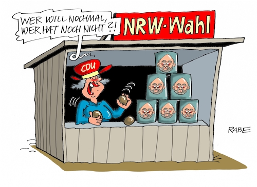 Cartoon: Rummelplatz (medium) by RABE tagged rummel,rummelplatz,nrw,landtagswahl,spd,schulz,hannelore,kraft,umfragewerte,rabe,ralf,böhme,cartoon,karikatur,pressezeichnung,farbcartoon,tagescartoon,schießbude,blechdosen,kanzlerkandidat,martin,umfrageergebnisse,büchsen,rummel,rummelplatz,nrw,landtagswahl,spd,schulz,hannelore,kraft,umfragewerte,rabe,ralf,böhme,cartoon,karikatur,pressezeichnung,farbcartoon,tagescartoon,schießbude,blechdosen,kanzlerkandidat,martin,umfrageergebnisse,büchsen