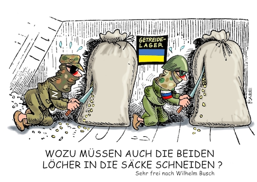 Cartoon: Sackgesichter (medium) by RABE tagged usa,biden,telefonat,putin,moskau,kreml,kremlchef,rabe,ralf,böhme,cartoon,karikatur,pressezeichnung,farbcartoon,tagescartoon,ukraine,ukrainekrise,nato,telefonleitung,gipfel,ukrainegipfel,macron,kiew,ukrainekrieg,russen,soldaten,getreide,getreidelager,getreidesilo,plünderer,max,moritz,wilhelm,busch,streiche,embargo,korn,kornkammer,usa,biden,telefonat,putin,moskau,kreml,kremlchef,rabe,ralf,böhme,cartoon,karikatur,pressezeichnung,farbcartoon,tagescartoon,ukraine,ukrainekrise,nato,telefonleitung,gipfel,ukrainegipfel,macron,kiew,ukrainekrieg,russen,soldaten,getreide,getreidelager,getreidesilo,plünderer,max,moritz,wilhelm,busch,streiche,embargo,korn,kornkammer