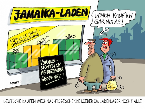 Cartoon: Saftladen (medium) by RABE tagged grüne,jamaika,sondierungsgespräche,regierungsbildung,amtshandlung,rabe,ralf,böhme,cartoon,karikatur,pressezeichnung,farbcartoon,tagescartoon,weihnachtsgeschenke,laden,shop,eröffnung,käufer,weihnachten,kaufrausch,geschenke,grüne,jamaika,sondierungsgespräche,regierungsbildung,amtshandlung,rabe,ralf,böhme,cartoon,karikatur,pressezeichnung,farbcartoon,tagescartoon,weihnachtsgeschenke,laden,shop,eröffnung,käufer,weihnachten,kaufrausch,geschenke