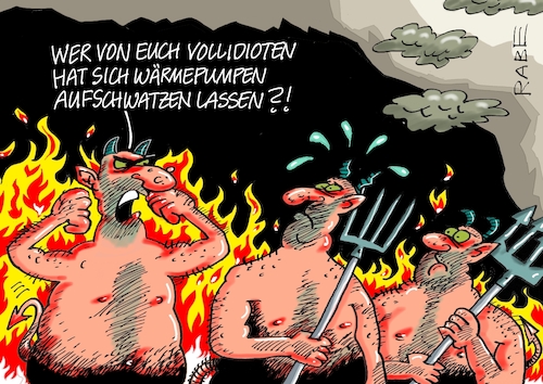 Cartoon: Satansbraten (medium) by RABE tagged klima,klimaziele,klimawende,ampel,wissing,streit,umsetzung,rabe,ralf,böhme,cartoon,karikatur,pressezeichnung,farbcartoon,tagescartoon,dürre,klimakatastrophe,wüste,trockenheit,wärmewende,heizungsgestz,habeck,wärmepumpen,heizungstausch,hölle,satan,teufel,spiess,vollidioten,klima,klimaziele,klimawende,ampel,wissing,streit,umsetzung,rabe,ralf,böhme,cartoon,karikatur,pressezeichnung,farbcartoon,tagescartoon,dürre,klimakatastrophe,wüste,trockenheit,wärmewende,heizungsgestz,habeck,wärmepumpen,heizungstausch,hölle,satan,teufel,spiess,vollidioten