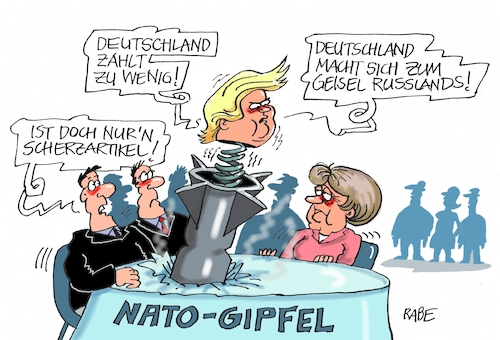 Cartoon: Scherzartikel (medium) by RABE tagged nato,natogipfel,brüssel,stoltenberg,usa,trump,president,bombe,scherzartikel,rabe,ralf,böhme,cartoon,karikatur,pressezeichnung,farbcartoon,tagescartoon,merkel,russland,geisel,enrgiezufuhr,gazprom,gasleitung,ddr,sowjetunion,wehretat,aufstockung,militärausgaben,nato,natogipfel,brüssel,stoltenberg,usa,trump,president,bombe,scherzartikel,rabe,ralf,böhme,cartoon,karikatur,pressezeichnung,farbcartoon,tagescartoon,merkel,russland,geisel,enrgiezufuhr,gazprom,gasleitung,ddr,sowjetunion,wehretat,aufstockung,militärausgaben