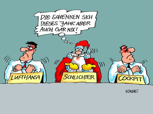 Cartoon: Schlichter Schlichter (medium) by RABE tagged schlichter,cockpit,lufthansa,streik,streikparteien,einigung,flughafen,reisende,passagier,lohnforderungen,kabinenpersonal,flughäfen,rabe,ralf,böhme,cartoon,karikatur,pressezeihnung,farbcartoon,tagescartoon,gewerkschaften,weihnachten,geschenke,weihnachtsmann,schlichter,cockpit,lufthansa,streik,streikparteien,einigung,flughafen,reisende,passagier,lohnforderungen,kabinenpersonal,flughäfen,rabe,ralf,böhme,cartoon,karikatur,pressezeihnung,farbcartoon,tagescartoon,gewerkschaften,weihnachten,geschenke,weihnachtsmann