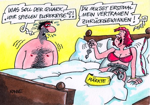 Cartoon: Schlüsselszene (medium) by RABE tagged euro,eurokrise,eu,brüssel,schuldenkrise,eurorettung,rettungsschirm,fiskalpakt,stabilitätspakt,eurobonds,ratingagentur,banken,bankenrettung,börse,griechenland,athen,spanien,berlin,kanzlerin,kanzleramt,merkel,cdu,fdp,koalition,schwarzgelb,opposition,bürger,geschwafel,transparent,spree,finanzminister,schäuble,ehepaar,mann,frau,beischlaf,sexpraktiken,keuschheit,keuschheitsgürtel,schlüssel,schlüsselszene,quark,spiel,vertrauen,zurückgewinnung,markt,märkte,finanzmärkte,beruhigung,bett,schlafzimmer,sexspiele