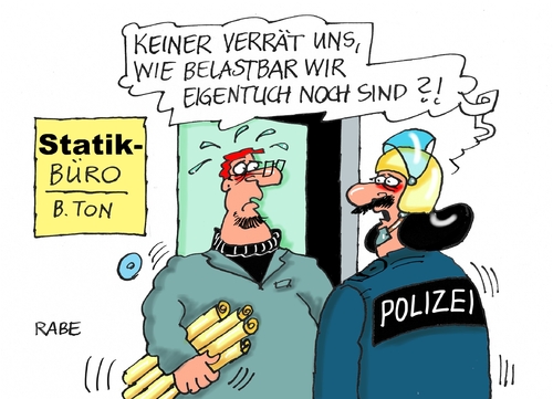 Cartoon: Schmerzgrenze (medium) by RABE tagged schmerzgrenze,grenze,transitzone,polizei,polizeieinsatz,flüchtlinge,flüchtlingslager,dienst,flüchtlingskrise,belastbarkeit,rabe,ralf,böhme,cartoon,karikatur,pressezeichnung,farbcartoon,tagescartoon,architekt,statik,statiker,beton,last,schmerzgrenze,grenze,transitzone,polizei,polizeieinsatz,flüchtlinge,flüchtlingslager,dienst,flüchtlingskrise,belastbarkeit,rabe,ralf,böhme,cartoon,karikatur,pressezeichnung,farbcartoon,tagescartoon,architekt,statik,statiker,beton,last