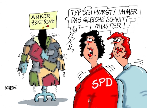 Cartoon: Schnittmuster (medium) by RABE tagged markus,söder,csu,bayern,münchen,landesvorsitzender,horst,seehofer,merkel,cdu,union,streit,unionstreit,asylstreit,ultimatum,grenze,zurückweisung,flüchtlinge,transitzentren,ankerzentren,innenminister,masterplan,flickenteppich,kleif,flickschusterei,spd,kritik,fragen,markus,söder,csu,bayern,münchen,landesvorsitzender,horst,seehofer,merkel,cdu,union,streit,unionstreit,asylstreit,ultimatum,grenze,zurückweisung,flüchtlinge,transitzentren,ankerzentren,innenminister,masterplan,flickenteppich,kleif,flickschusterei,spd,kritik,fragen