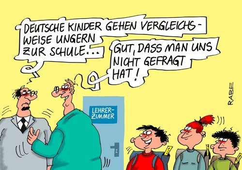 Cartoon: Schülerumfrage (medium) by RABE tagged lehrer,schüler,umfrage,studie,schulen,unterricht,lehrerzimmer,schulklassen,rabe,ralf,böhme,cartoon,karikatur,pressezeichnung,farbcartoon,tagescartoon,bildung,bildungsministerin,mobbing,lehrer,schüler,umfrage,studie,schulen,unterricht,lehrerzimmer,schulklassen,rabe,ralf,böhme,cartoon,karikatur,pressezeichnung,farbcartoon,tagescartoon,bildung,bildungsministerin,mobbing