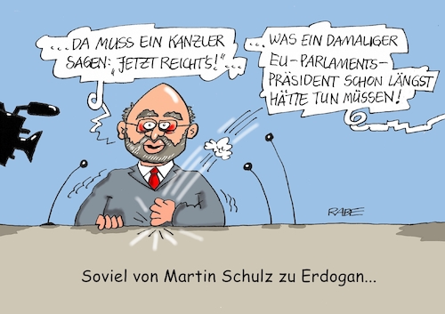 Cartoon: Schulzkommentar (medium) by RABE tagged martin,schulz,kanzlerkandidat,spd,kanzlerin,merkel,bundestagswahl,wahlkampf,kommentar,umfragewerte,spitzenkandidat,uniom,rabe,ralf,böhme,cartoon,karikatur,pressezeichnung,farbcartoon,tagescartoon,türkei,erdogan,beschimpfungen,nazivergleich,pressefreiheit,menschenrechte,martin,schulz,kanzlerkandidat,spd,kanzlerin,merkel,bundestagswahl,wahlkampf,kommentar,umfragewerte,spitzenkandidat,uniom,rabe,ralf,böhme,cartoon,karikatur,pressezeichnung,farbcartoon,tagescartoon,türkei,erdogan,beschimpfungen,nazivergleich,pressefreiheit,menschenrechte