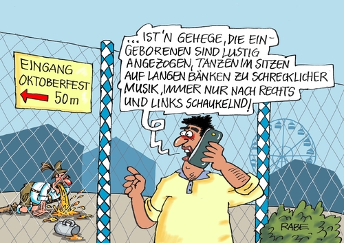 Cartoon: Schunkelrunde (medium) by RABE tagged oktoberfest,wiesn,münchen,bayern,seehofer,csu,obergrenze,flüchtlingskrise,bierzelt,festzelt,anschlag,rabe,ralf,böhme,cartoon,karikatur,pressezeichnung,farbcartoon,tagescartoon,schunkelrunde,zaun,abgrenzung,sicherheitsproblem,flüchtlinge,innenminister,bier,mass,bierkrug,ozapft,is,theresienwiese,oktoberfest,wiesn,münchen,bayern,seehofer,csu,obergrenze,flüchtlingskrise,bierzelt,festzelt,anschlag,rabe,ralf,böhme,cartoon,karikatur,pressezeichnung,farbcartoon,tagescartoon,schunkelrunde,zaun,abgrenzung,sicherheitsproblem,flüchtlinge,innenminister,bier,mass,bierkrug,ozapft,is,theresienwiese