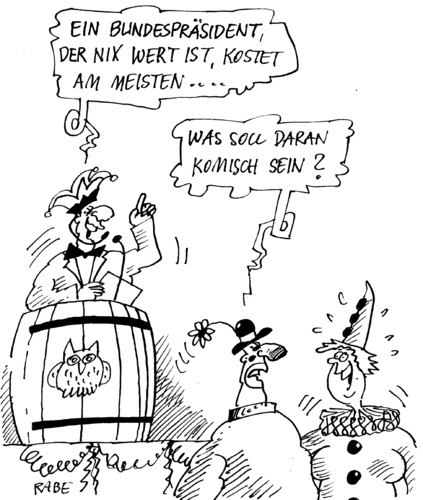 Cartoon: Schunkelrunde die Letzte (medium) by RABE tagged wulff,bundespräsident,staatsoberhaupt,cdu,transparenz,privatkredit,urlaubsreisen,geerkens,bildzeitung,diekmann,zentis,marmelade,marmeladenhersteller,filmball,gratis,übernachtung,kostenübernahme,wert,werte,karneval,fasching,bütt,büttenrede,büttenredner,eule,humor,galasitzung,elferratssitzung,büttenabend,schunkelrunde,wulff,bundespräsident,privatkredit