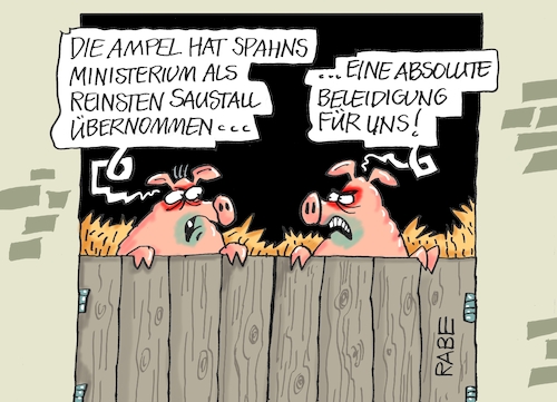 Cartoon: Schweinereien (medium) by RABE tagged ampel,ampelkoalition,koalitionsvertrag,fdp,spd,grüne,rabe,ralf,böhme,cartoon,karikatur,pressezeichnung,farbcartoon,tagescartoon,gesundheitsministerium,jens,spahn,karl,lauterbach,ministerium,amtsübergabe,sau,schweine,saustall,stall,schweinestall,beleidigung,corona,impfdosen,inventur,ampel,ampelkoalition,koalitionsvertrag,fdp,spd,grüne,rabe,ralf,böhme,cartoon,karikatur,pressezeichnung,farbcartoon,tagescartoon,gesundheitsministerium,jens,spahn,karl,lauterbach,ministerium,amtsübergabe,sau,schweine,saustall,stall,schweinestall,beleidigung,corona,impfdosen,inventur