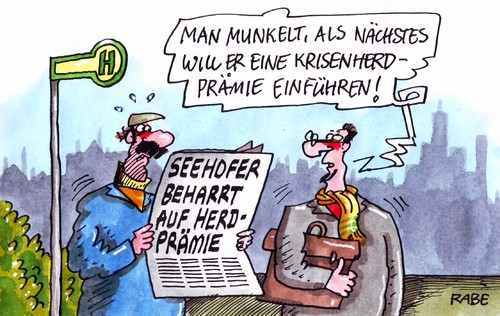 Cartoon: Seehoferkrise (medium) by RABE tagged krise,krisenherd,euro,herd,herdprämie,krisenherdprämie,seehofer,csu,bayern,kanzlerin,cdu,schröder,famileien,ministerin,betreuung,betreuungsgeld,kita,kindertagesstätte,kindergarten,kindergartenplatz,erzieherinnen,kindergärtnerinnen,gew,eltern,vater,mutter,familie,elterngeld,prämie,einführung,koalition,koalitionsstreit,krise,krisenherd,euro,herdprämie,herd,krisenherdprämie,seehofer,csu,bayern