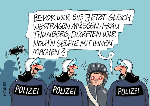 Cartoon: Sefiefetischisten (medium) by RABE tagged lützerath,klimaaktivisten,demo,polizei,braunkohleabbau,grüne,greta,thunberg,rabe,ralf,böhme,cartoon,karikatur,pressezeichnung,farbcartoon,tagescartoon,kohleausstieg,selfie,selfiestick,wegtragen,lützerath,klimaaktivisten,demo,polizei,braunkohleabbau,grüne,greta,thunberg,rabe,ralf,böhme,cartoon,karikatur,pressezeichnung,farbcartoon,tagescartoon,kohleausstieg,selfie,selfiestick,wegtragen