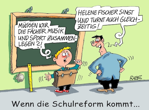 Cartoon: Showroom (medium) by RABE tagged lehrer,lehrermangel,bildung,schule,schulreform,bildungsreform,klassenzimmer,schultafel,rabe,ralf,böhme,cartoon,karikatur,pressezeichnung,farbcartoon,tagescartoon,sport,musik,schulfächer,zusammenlegung,turnen,schlager,schlagerstar,helene,fischer,trapez,sängerin,bühnenshow,lehrer,lehrermangel,bildung,schule,schulreform,bildungsreform,klassenzimmer,schultafel,rabe,ralf,böhme,cartoon,karikatur,pressezeichnung,farbcartoon,tagescartoon,sport,musik,schulfächer,zusammenlegung,turnen,schlager,schlagerstar,helene,fischer,trapez,sängerin,bühnenshow