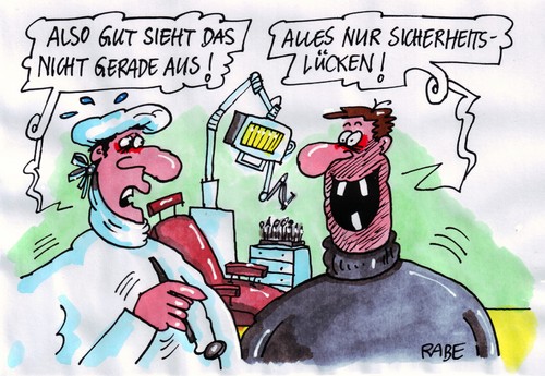 Cartoon: Sicherheitslücke (medium) by RABE tagged sicherheitslücke