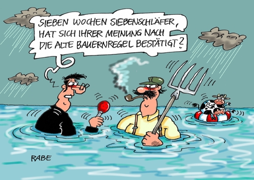 Cartoon: Siebenschläfer (medium) by RABE tagged siebenschläfer,sieben,wochen,bauernregel,regen,wetter,rabe,ralf,böhme,cartoon,karikatur,pressezeichnung,farbcartoon,tagescartoon,wasser,bauer,ernte,interview,siebenschläfer,sieben,wochen,bauernregel,regen,wetter,rabe,ralf,böhme,cartoon,karikatur,pressezeichnung,farbcartoon,tagescartoon,wasser,bauer,ernte,interview