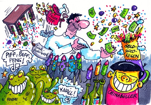 Cartoon: Silvesterknaller (medium) by RABE tagged silvester,neujahr,jahreswechsel,silvesterfeier,silvesterknaller,silvesterfeuerwerk,feuerwerk,knaller,knallfrösche,goldregen,geld,euro,rabe,ralf,böhme,cartoon,karikatur,geldregen,silberfontäne,wunderkerze,schwarzpulver,stabraketen,böller,blitzknaller,donnerschlag,kanonenschlag,silvester,neujahr,jahreswechsel,silvesterfeier,silvesterknaller,silvesterfeuerwerk,feuerwerk,knaller,knallfrösche,goldregen,geld,euro,rabe,ralf,böhme,cartoon,karikatur,geldregen,silberfontäne,wunderkerze,schwarzpulver,stabraketen,böller,blitzknaller,donnerschlag,kanonenschlag