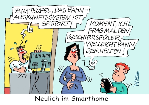 Cartoon: Smarthome (medium) by RABE tagged merz,kanzler,koalition,union,spd,klingbeil,cartoon,karikatur,pressezeichnung,farbcartoon,tagescartoon,bürokratie,verwaltung,beamte,modernisierung,monster,drachen,schwert,holzschwert,nägel,säge,db,bahn,bahnportall,bahnapp,bahnauskunft,bahnauskunftssystem,störung,it,anschlag,smarthome,kühlschrank,waschmaschine,pc,geschirrspüler,merz,kanzler,koalition,union,spd,klingbeil,cartoon,karikatur,pressezeichnung,farbcartoon,tagescartoon,bürokratie,verwaltung,beamte,modernisierung,monster,drachen,schwert,holzschwert,nägel,säge,db,bahn,bahnportall,bahnapp,bahnauskunft,bahnauskunftssystem,störung,it,anschlag,smarthome,kühlschrank,waschmaschine,pc,geschirrspüler