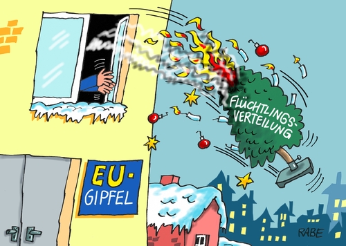 Cartoon: Sondergipfel (medium) by RABE tagged gipfel,eu,krisengipfel,flüchtlinge,flüchtlingskrise,flüchtlingsquote,osteuropäer,merkel,wien,begrenzung,aussengrenzen,rabe,ralf,böhme,cartoon,karikatur,pressezeichnung,farbcartoon,tagescartoon,weihnachten,weihnachtsbaum,flammen,feuer,brand,gipfel,eu,krisengipfel,flüchtlinge,flüchtlingskrise,flüchtlingsquote,osteuropäer,merkel,wien,begrenzung,aussengrenzen,rabe,ralf,böhme,cartoon,karikatur,pressezeichnung,farbcartoon,tagescartoon,weihnachten,weihnachtsbaum,flammen,feuer,brand