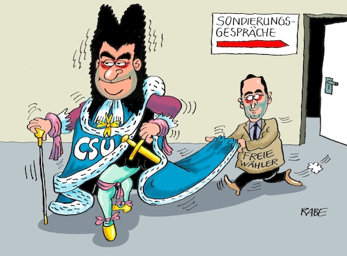 Cartoon: Sonnenkönig (medium) by RABE tagged markus,söder,csu,bayern,münchen,landesvorsitzender,horst,seehofer,merkel,cdu,union,streit,unionstreit,asylstreit,ultimatum,grenze,zurückweisung,flüchtlinge,grenzkontrollen,aiwanger,hubert,freie,wähler,sondierungsgespräche,koalitionsgespräche,bayernwahl,grüne,stimmverluste,sonnenkönig,frankreich,markus,söder,csu,bayern,münchen,landesvorsitzender,horst,seehofer,merkel,cdu,union,streit,unionstreit,asylstreit,ultimatum,grenze,zurückweisung,flüchtlinge,grenzkontrollen,aiwanger,hubert,freie,wähler,sondierungsgespräche,koalitionsgespräche,bayernwahl,grüne,stimmverluste,sonnenkönig,frankreich