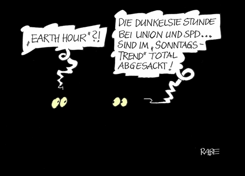 Cartoon: Sonntagstrend (medium) by RABE tagged sonntag,sonntagstrend,umfrage,umfragewerte,politbarometer,koalitionsparteien,cdu,union,csu,spd,rabe,ralf,böhme,cartoon,karikatur,pressezeichnung,farbcartoon,tagescartoon,dunkelheit,earth,hour,sonntag,sonntagstrend,umfrage,umfragewerte,politbarometer,koalitionsparteien,cdu,union,csu,spd,rabe,ralf,böhme,cartoon,karikatur,pressezeichnung,farbcartoon,tagescartoon,dunkelheit,earth,hour