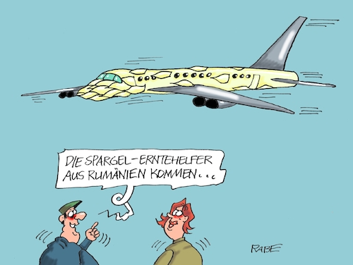 Cartoon: Spargelüberflieger (medium) by RABE tagged virus,corona,pandemie,coronakrise,rabe,ralf,böhme,cartoon,karikatur,pressezeichnung,farbcartoon,tagescartoon,viren,virenschutz,mundschutz,desinfektion,föderal,föderalismus,ländersache,grenzkontrollen,abstandsregeln,spargel,spargelernte,spargelfelder,spargelstecher,rumänien,quarantäne,maskenpflicht,virus,corona,pandemie,coronakrise,rabe,ralf,böhme,cartoon,karikatur,pressezeichnung,farbcartoon,tagescartoon,viren,virenschutz,mundschutz,desinfektion,föderal,föderalismus,ländersache,grenzkontrollen,abstandsregeln,spargel,spargelernte,spargelfelder,spargelstecher,rumänien,quarantäne,maskenpflicht