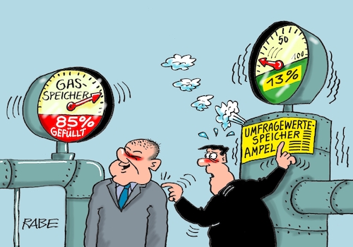 Cartoon: Speicherstand (medium) by RABE tagged gas,gassparen,gasnotstand,gasgeben,sanktionen,gasspeicher,gasheizung,rabe,ralf,böhme,cartoon,karikatur,pressezeichnung,farbcartoon,tagescartoon,robert,habeck,putin,ukrainekrieg,olaf,scholz,ampel,ampelkoalition,ampelregierung,gaszähler,gasspeicherstand,füllmenge,fünfundachtzig,prozent,umfrage,umfragewerte,sonntagumfrage,sonntagstrend,trend,gas,gassparen,gasnotstand,gasgeben,sanktionen,gasspeicher,gasheizung,rabe,ralf,böhme,cartoon,karikatur,pressezeichnung,farbcartoon,tagescartoon,robert,habeck,putin,ukrainekrieg,olaf,scholz,ampel,ampelkoalition,ampelregierung,gaszähler,gasspeicherstand,füllmenge,fünfundachtzig,prozent,umfrage,umfragewerte,sonntagumfrage,sonntagstrend,trend