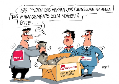 Cartoon: Spucktüten (medium) by RABE tagged air,berlin,fluggesellschaft,insolvenz,übernahme,bieterinteressenten,rabe,ralf,böhme,cartoon,karikatur,pressezeichnung,farbcartoon,tagescartoon,dobrind,konkursmassespucktüte,verdi,kotze,air,berlin,fluggesellschaft,insolvenz,übernahme,bieterinteressenten,rabe,ralf,böhme,cartoon,karikatur,pressezeichnung,farbcartoon,tagescartoon,dobrind,konkursmassespucktüte,verdi,kotze