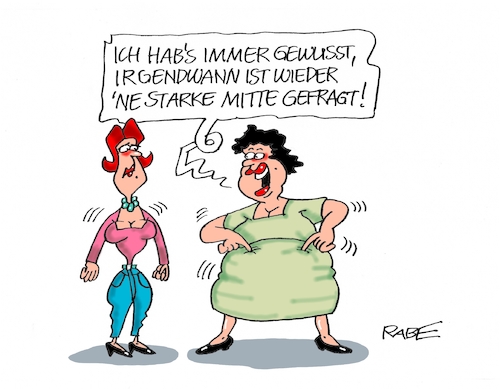 Cartoon: Starke Mitte (medium) by RABE tagged landtagswahlen,wahlergebnisse,sachsen,brandenburg,groko,spd,cdu,rabe,ralf,böhme,cartoon,karikatur,pressezeichnung,farbcartoon,tagescartoon,arzt,doktor,csu,afd,verluste,rechte,populismus,thüringen,erfurt,bodo,ramelow,linke,mike,mohring,sondierungssgespräche,mitte,diät,dicke,berlin,akk,merkel,merz,landtagswahlen,wahlergebnisse,sachsen,brandenburg,groko,spd,cdu,rabe,ralf,böhme,cartoon,karikatur,pressezeichnung,farbcartoon,tagescartoon,arzt,doktor,csu,afd,verluste,rechte,populismus,thüringen,erfurt,bodo,ramelow,linke,mike,mohring,sondierungssgespräche,mitte,diät,dicke,berlin,akk,merkel,merz