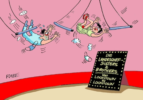 Cartoon: Stars in der Manege (medium) by RABE tagged corona,bundländerkonferenz,merkel,kanzleramt,lockerungen,stufenplan,öffnungen,lockdown,shutdown,baumärkte,impfdosen,rki,fallzahlen,inzidenzwert,spahn,impfzentren,impfreihenfolge,inzidenzwerte,manege,zirkus,trapez,trapezkünstler,corona,bundländerkonferenz,merkel,kanzleramt,lockerungen,stufenplan,öffnungen,lockdown,shutdown,baumärkte,impfdosen,rki,fallzahlen,inzidenzwert,spahn,impfzentren,impfreihenfolge,inzidenzwerte,manege,zirkus,trapez,trapezkünstler