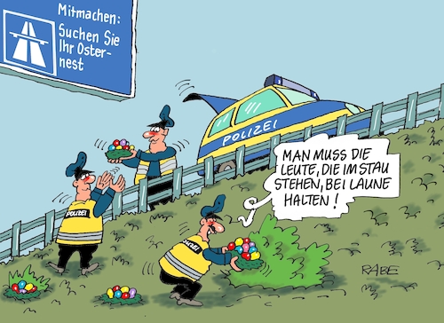 Cartoon: Stau (medium) by RABE tagged ostern,osterhase,ostereier,jesus,kreuzigung,rabe,ralf,böhme,cartoon,karikatur,pressezeichnung,farbcartoon,tagescartoon,opa,mähen,mähroboter,alexa,amazon,internet,eiersuche,osterreiseverkehr,stau,autofahrer,feinstaub,ostern,osterhase,ostereier,jesus,kreuzigung,rabe,ralf,böhme,cartoon,karikatur,pressezeichnung,farbcartoon,tagescartoon,opa,mähen,mähroboter,alexa,amazon,internet,eiersuche,osterreiseverkehr,stau,autofahrer,feinstaub