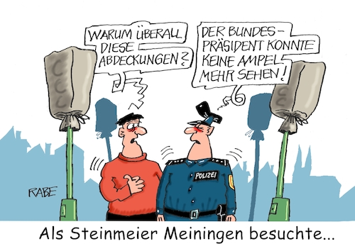 Cartoon: Steinmeier in Meiningen (medium) by RABE tagged steinmeier,bundespräsident,kirchenteg,red,rabe,ralf,böhme,cartoon,karikatur,pressezeichnung,farbcartoon,tagescartoon,amtsitz,bürgernähe,bürgergespräch,meiningen,thüringen,ampel,ampelregierung,ampelkoalition,steinmeier,bundespräsident,kirchenteg,red,rabe,ralf,böhme,cartoon,karikatur,pressezeichnung,farbcartoon,tagescartoon,amtsitz,bürgernähe,bürgergespräch,meiningen,thüringen,ampel,ampelregierung,ampelkoalition