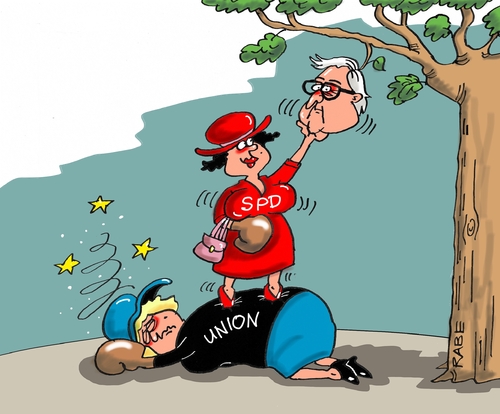 Cartoon: Steinmeier Zwei (medium) by RABE tagged steinmeier,bundespräsident,aussenminister,spd,kandidat,cdu,union,gabriel,merkel,seehofer,gauck,rabe,ralf,böhme,cartoon,karikatur,pressezeichnung,farbcartoon,tagescartoon,baum,apfel,stamm,boxer,boxhandschuh,ko,niederschlag,sternchen,steinmeier,bundespräsident,aussenminister,spd,kandidat,cdu,union,gabriel,merkel,seehofer,gauck,rabe,ralf,böhme,cartoon,karikatur,pressezeichnung,farbcartoon,tagescartoon,baum,apfel,stamm,boxer,boxhandschuh,ko,niederschlag,sternchen