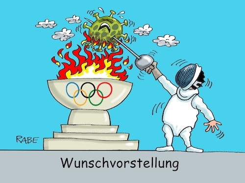 Cartoon: Stichhaltiges (medium) by RABE tagged olympiade,sport,tokio,japan,sportler,olympiafeuer,feuer,flamme,rabe,ralf,böhme,cartoon,karikatur,pressezeichnung,farbcartoon,tagescartoon,fechter,säbel,degen,florett,spieß,corona,virus,deltavirus,olympiade,sport,tokio,japan,sportler,olympiafeuer,feuer,flamme,rabe,ralf,böhme,cartoon,karikatur,pressezeichnung,farbcartoon,tagescartoon,fechter,säbel,degen,florett,spieß,corona,virus,deltavirus