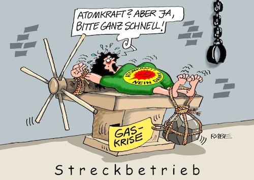 Cartoon: Streckbank (medium) by RABE tagged gas,gassparen,gasnotstand,gasgeben,sanktionen,gasspeicher,gasheizung,rabe,ralf,böhme,cartoon,karikatur,pressezeichnung,farbcartoon,tagescartoon,robert,habeck,putin,ukrainekrieg,baerbock,grüne,atomkraft,atomkraftwerke,atomausstieg,wiederinbetriebnahme,brennstäbe,streckbetrieb,streckbank,folterbank,folter,gas,gassparen,gasnotstand,gasgeben,sanktionen,gasspeicher,gasheizung,rabe,ralf,böhme,cartoon,karikatur,pressezeichnung,farbcartoon,tagescartoon,robert,habeck,putin,ukrainekrieg,baerbock,grüne,atomkraft,atomkraftwerke,atomausstieg,wiederinbetriebnahme,brennstäbe,streckbetrieb,streckbank,folterbank,folter