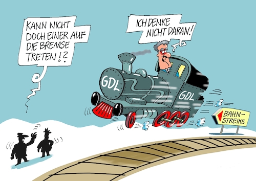 Cartoon: Streik (medium) by RABE tagged bahn,db,bahnkunden,fahrpreis,fahrpreiserhöhung,rabe,ralf,böhme,cartoon,karikatur,pressezeichnung,farbcartoon,tagescartoon,schnellzug,bahnticket,schlusslicht,passagiere,bahnreisende,puffer,streik,gewerkschaften,lokführer,bahnstreik,weselsky,schnee,lokomotive,eis,gleise,bahn,db,bahnkunden,fahrpreis,fahrpreiserhöhung,rabe,ralf,böhme,cartoon,karikatur,pressezeichnung,farbcartoon,tagescartoon,schnellzug,bahnticket,schlusslicht,passagiere,bahnreisende,puffer,streik,gewerkschaften,lokführer,bahnstreik,weselsky,schnee,lokomotive,eis,gleise