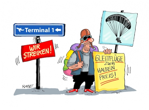 Cartoon: Streik Begleiter (medium) by RABE tagged streik,verdi,flughäfen,personal,flugbegleiter,flugausfälle,bodenpersonal,terminal,gewerkschaften,lohnforderungen,rabe,ralf,böhme,cartoon,karikatur,pressezeichnung,farbcartoon,tagescartoon,gleitschirm,gleitschirmflieger,flug,gleitflüge,streik,verdi,flughäfen,personal,flugbegleiter,flugausfälle,bodenpersonal,terminal,gewerkschaften,lohnforderungen,rabe,ralf,böhme,cartoon,karikatur,pressezeichnung,farbcartoon,tagescartoon,gleitschirm,gleitschirmflieger,flug,gleitflüge