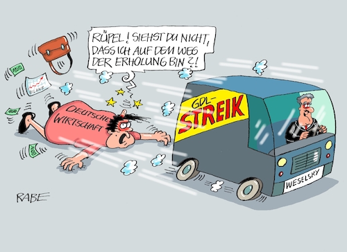 Cartoon: Streik und nochmal Streik (medium) by RABE tagged weselky,gdl,lokführer,lokführergewerkschaft,bahn,db,bahnstreik,streik,ralf,böhme,rabe,cartoon,karikatur,pressezeichnung,farbcartoon,tagescartoon,boxen,boxkanpf,boxhandschuhe,bahnkunden,bahnreisende,weselky,gdl,lokführer,lokführergewerkschaft,bahn,db,bahnstreik,streik,ralf,böhme,rabe,cartoon,karikatur,pressezeichnung,farbcartoon,tagescartoon,boxen,boxkanpf,boxhandschuhe,bahnkunden,bahnreisende