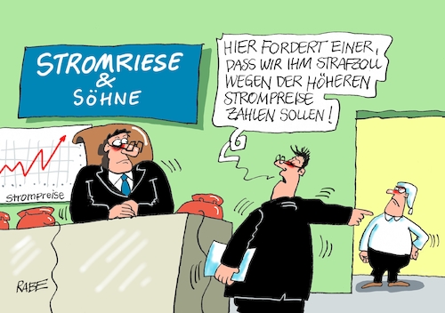 Cartoon: Strompreisstrafzoll (medium) by RABE tagged tarif,tarifabschluß,weihnachtsgeld,tarifbeschäftigte,gewerkschaften,weihnachten,weihnachtsgel,rabe,ralf,böhme,cartoon,karikatur,pressezeichnung,farbcartoon,tagescartoon,streik,prämie,geld,verdi,strom,stromkosten,strompreise,strompreiserhöhung,stromkunden,stromanbieter,stromriesen,stromkonzerne,strfzoll,strafzölle,tarif,tarifabschluß,weihnachtsgeld,tarifbeschäftigte,gewerkschaften,weihnachten,weihnachtsgel,rabe,ralf,böhme,cartoon,karikatur,pressezeichnung,farbcartoon,tagescartoon,streik,prämie,geld,verdi,strom,stromkosten,strompreise,strompreiserhöhung,stromkunden,stromanbieter,stromriesen,stromkonzerne,strfzoll,strafzölle