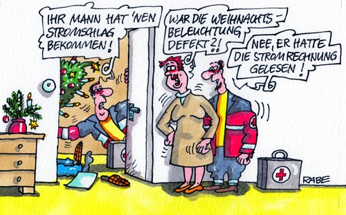 Cartoon: Stromschlag (medium) by RABE tagged energiewende,altmaier,stromrechnung,strompreise,cdu,rabe,ralf,böhme,cartoon,karikatur,atomausstieg,windenergie,öjostrom,stromkonzerne,strompreiserhöhung,grüne,beleuchtung,weihnachtsbeleuchtung,weihnachten,weihnachtsbaum,tann,tannenbaum,lichterkette,defekt,notruf,sanitäter,rettungsdienst,energiewende,altmaier,stromrechnung,strompreise,cdu,rabe,ralf,böhme,cartoon,karikatur,atomausstieg,windenergie,öjostrom,stromkonzerne,strompreiserhöhung,grüne,beleuchtung,weihnachtsbeleuchtung,weihnachten,weihnachtsbaum,tann,tannenbaum,lichterkette,defekt,notruf,sanitäter,rettungsdienst