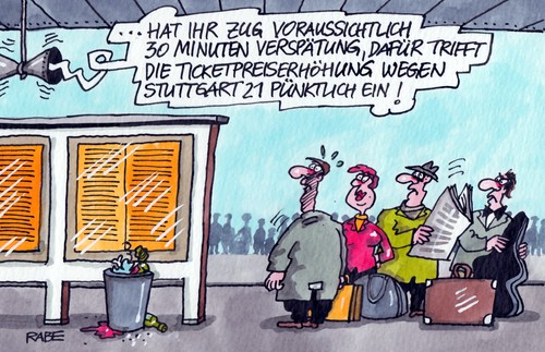 Cartoon: Stuttgart 21 (medium) by RABE tagged stuttgart,einundzwanzig,bahnhof,weiterbau,koste,bürger,reisende,bahnsteig,mehrkosten,steuerzahler,rabe,ralf,böhme,cartoon,karikatur,kretschmann,bahn,ticke,ticketpreiserhöhung,bahnvorstand,ramsauer,bahnfahren,kostenexplosion,tiefbahnhof,verspätung,zugverspätung,stuttgart,einundzwanzig,bahnhof,weiterbau,koste,bürger,reisende,bahnsteig,mehrkosten,steuerzahler,rabe,ralf,böhme,cartoon,karikatur,kretschmann,bahn,ticke,ticketpreiserhöhung,bahnvorstand,ramsauer,bahnfahren,kostenexplosion,tiefbahnhof,verspätung,zugverspätung